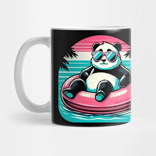 Pool Party Panda in Sunglasses on a Pink Float Funny Pool Panda Mug